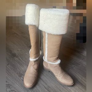 Diane von Furstenberg Adele OTK shearling knee high or over the knee tall boots
